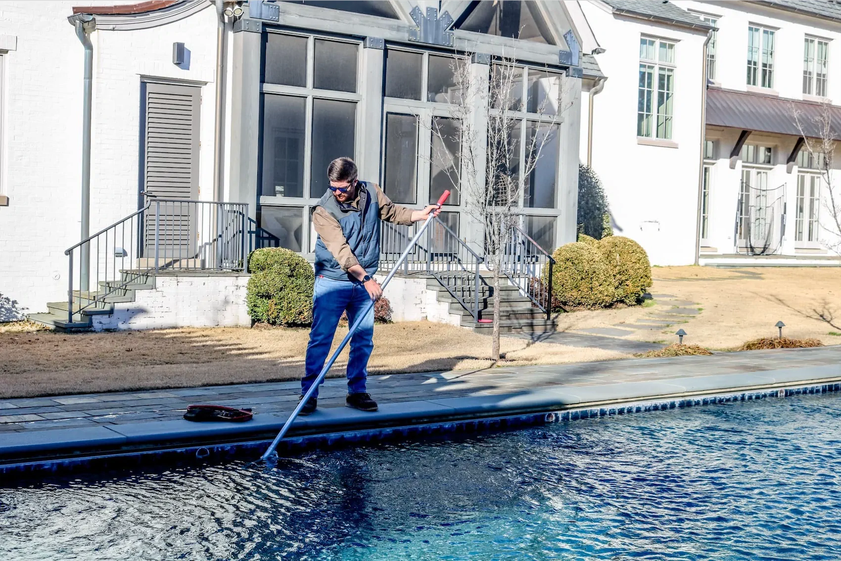 weekly pool maintenance service includes brush cleaning your pool