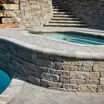 pool water features stone pool surround